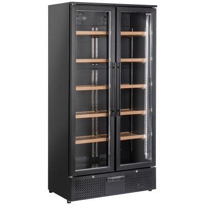 Vitrine cave à vins, double porte, 460 Lt, 1 temperature - NOIRE WR-CWP2-75